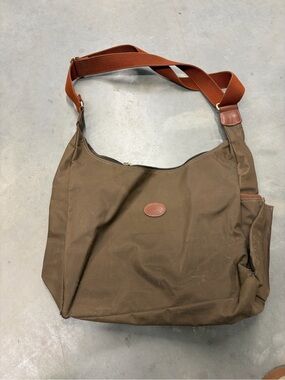 Longchamp Classic Brown Canvas Shoulder Bag‎ with Adjustable Strap